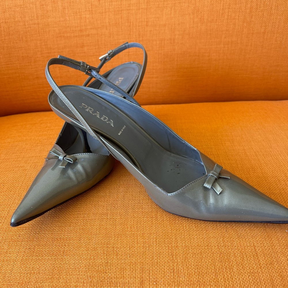 Vintage PRADA Gray kitten HEELS💝HP - Picture 3 of 8